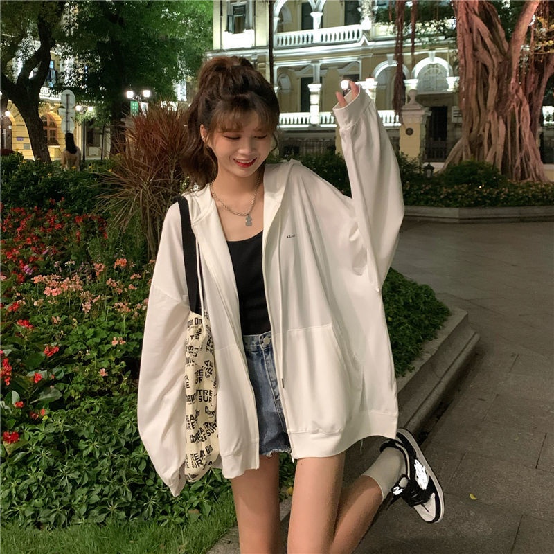 Áo Tay Dài Chống Nắng Bằng Lụa Lạnh Mỏng Thoáng Khí Màu Sắc Trơn Phong Cách Hàn Quốc Cho Nữ