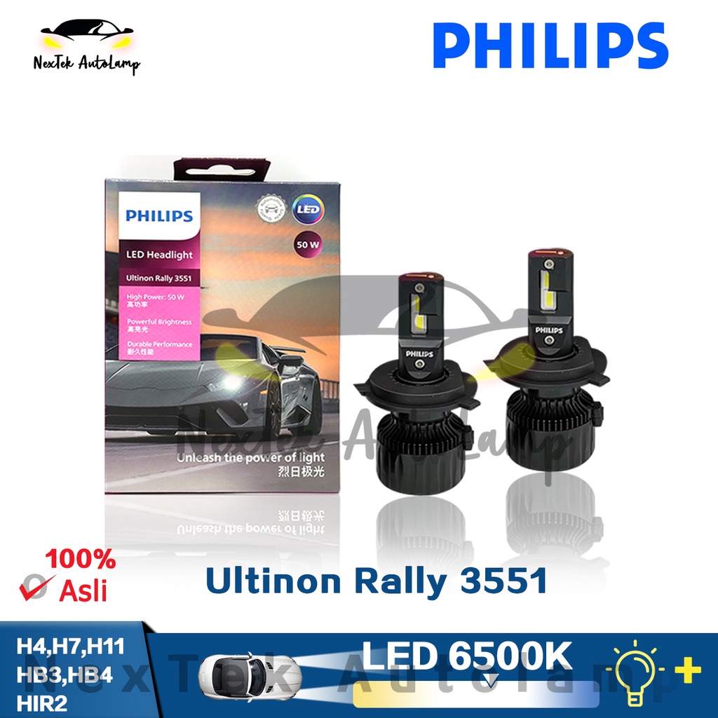 Philips Ultinon Rally 3551 LED H4 H7 H11 HB3 HB4 HIR2 12/24V 50W 6500K 2600/4000LM 4500LM Ánh sáng t