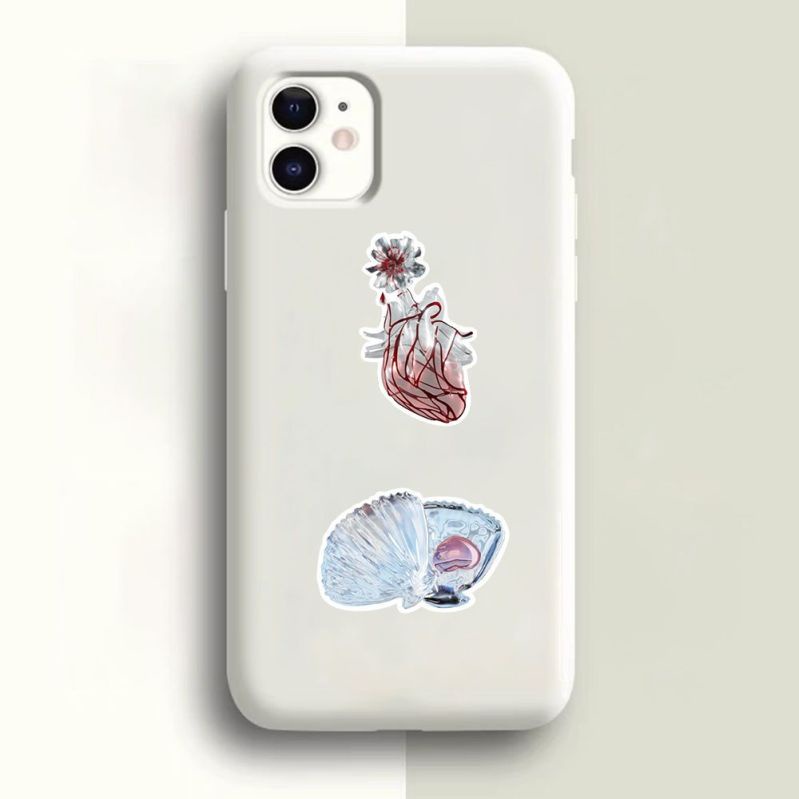 Bộ 50 Miếng Dán Trang Trí Màu Bạc Chống Thấm Nước Dễ Thương Cho Điện Thoại / Laptop / Máy Tính diy