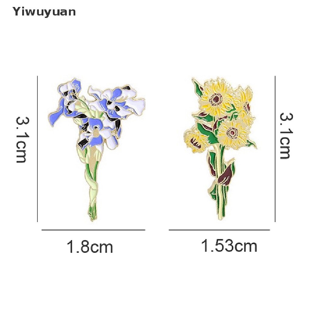 < Yiwuyuan > Ghim Cài Áo Kim Loại Tráng Men Hình Hoa Hướng Dương Van Gogh Iris Cho Nữ