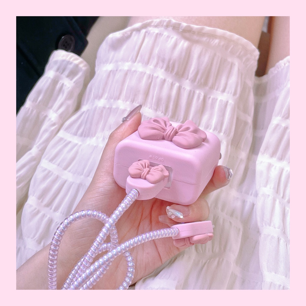 Ốp Điện Thoại Silicon Mềm Hình Nơ Hồng 65W Cho OPPO RENO 5 6 Pro Realme 8pro 7 6 X find X3