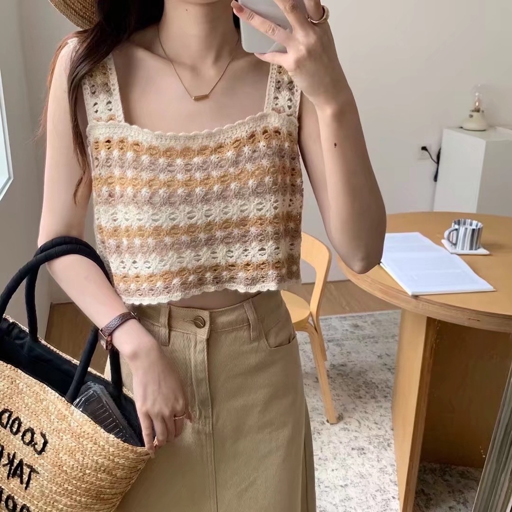 Áo tank top SUXI dệt kim ôm dáng thời trang mùa hè dễ phối đồ cho nữ