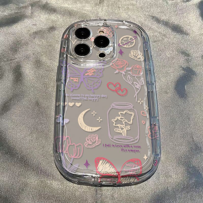 ✅Ốp Điện Thoại Mềm Trong Suốt Chống Sốc In Họa Tiết Hoa Và Bướm Cho Iphone 14 12 8P Xr / Xsmax 13 117