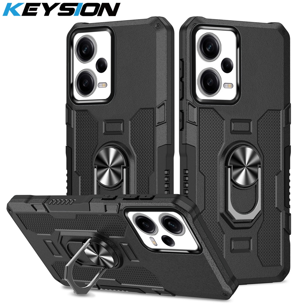 Ốp Điện Thoại Silicon + PC Kiểu Giáp Chống Sốc Kèm Giá Đỡ Nhẫn Kim Loại Cho Redmi Note 12 5G Xiaomi Redmi Note 12 Pro 5G