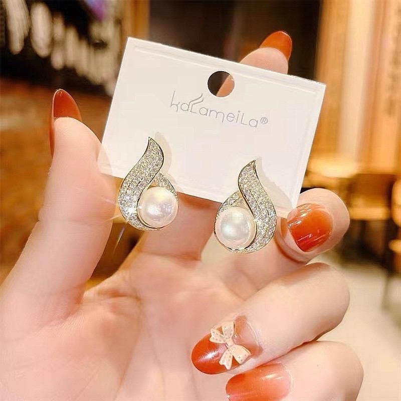 hoa tai xoắn ốc sang chảnh , khuyên tai phong cách hàn quốc Thanh lịch Lớp phủ kim loại