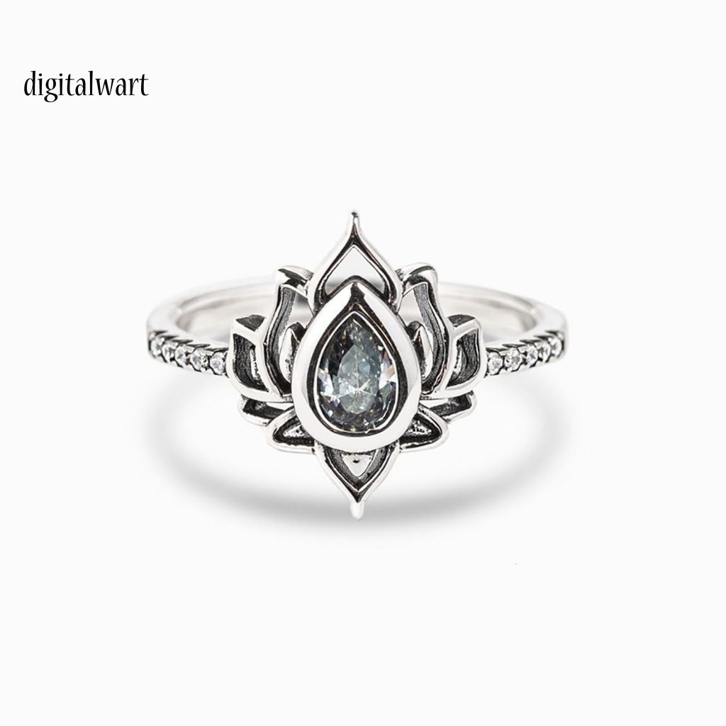 Kỹ Thuật Số| Nhẫn Đính Đá Hình Giọt Nước Lấp Lánh Phong Cách Vintage