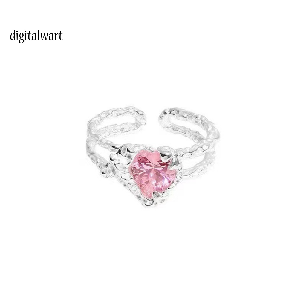 Kỹ Thuật Số| Nhẫn Hở Bằng Đồng Đính Đá Zircon Màu Hồng Xinh Xắn Thời Trang Cho Nữ