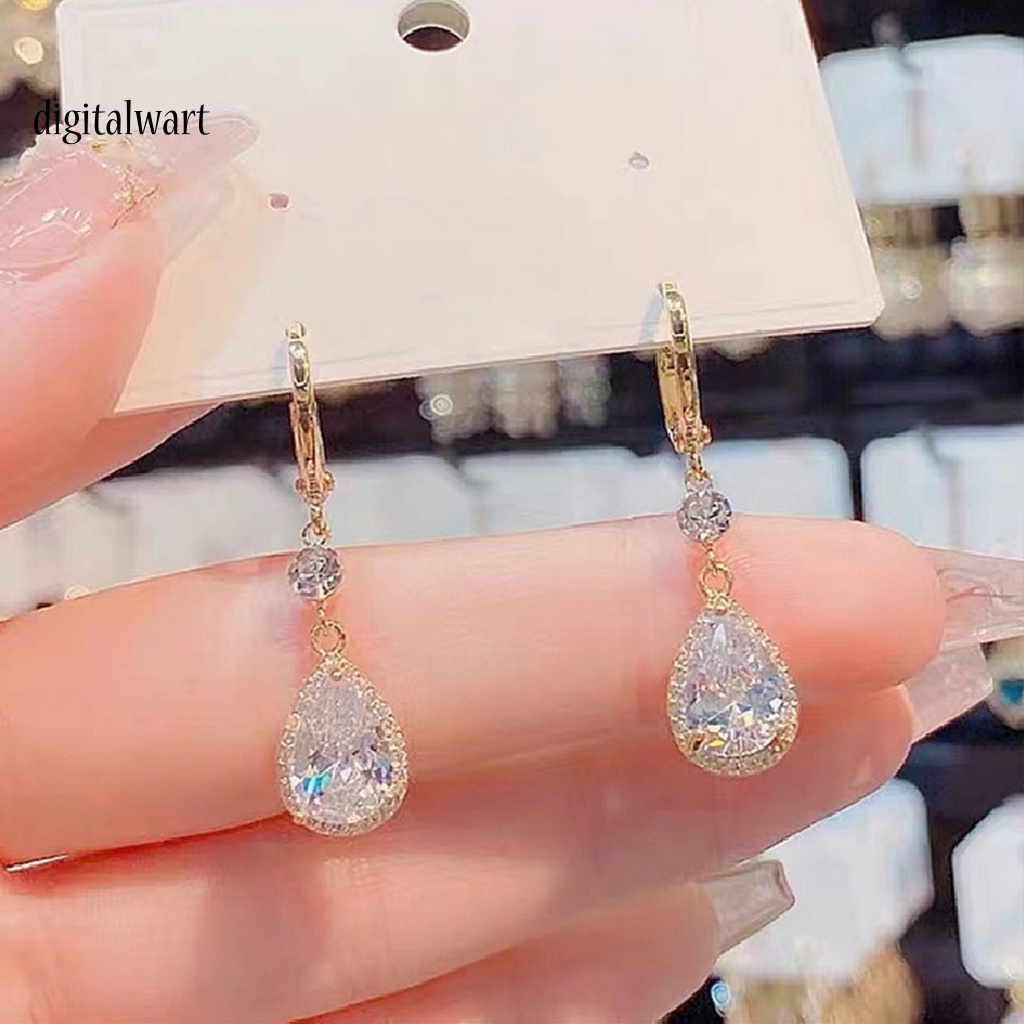 Kỹ Thuật Số| 1 Đôi Bông Tai Hình Giọt Nước Đính Đá Lấp Lánh Không Gây Dị Ứng Thời Trang Cho Nữ