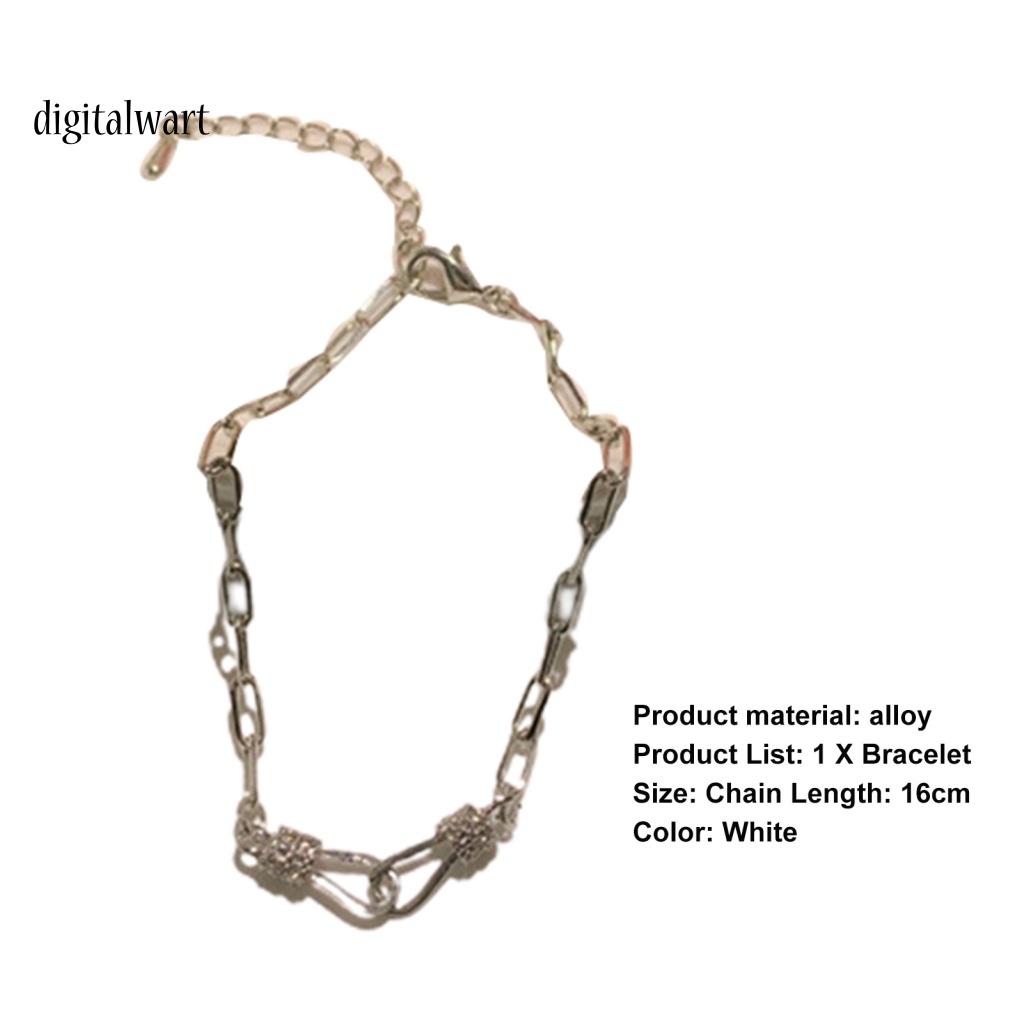 Kỹ Thuật Số| Vòng Tay Dây Xích Đính Đá Có Thể Điều Chỉnh Phong Cách Hàn Quốc Cho Nữ