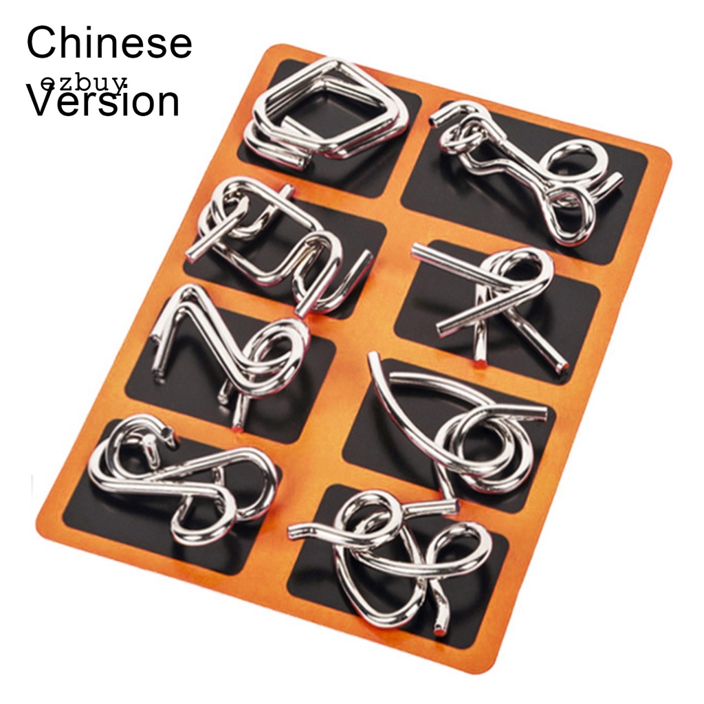 Set 8 Đồ Chơi Dây Thép Carbon Rèn Luyện Trí Não Phát Triển IQ Cho Trẻ Em