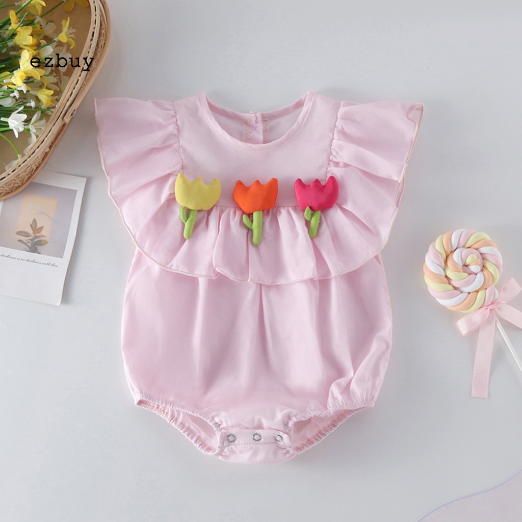 [EY] Áo Liền Quần Bằng Cotton Siêu Mềm Thân Thiện Với Da Không Có Xơ Vải Trang Trí Trong Nhà Mùa Hè Cho Trẻ Sơ Sinh