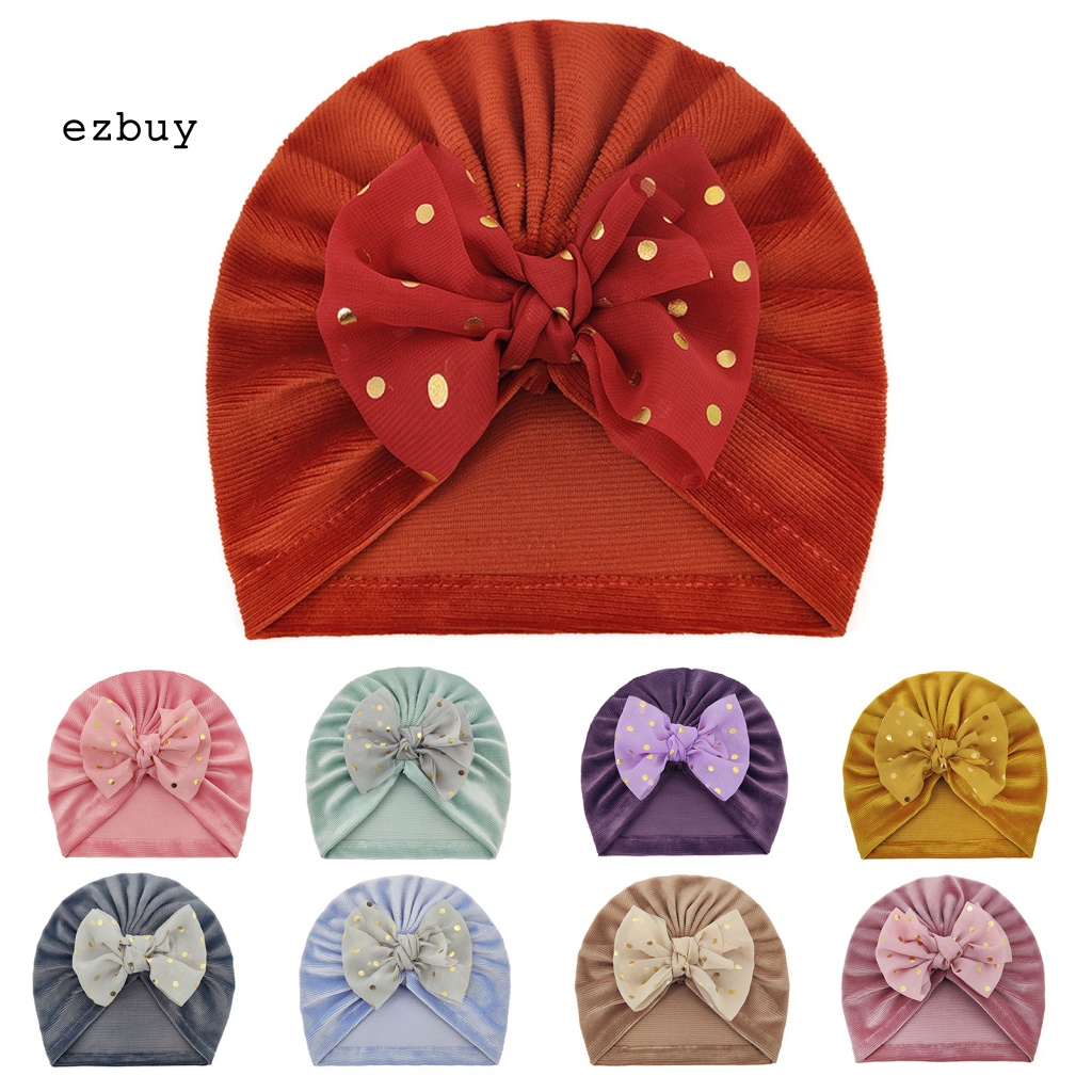 Mũ Trùm Đầu Vải Co Giãn Đính Nơ Xinh Xắn Cho Bé