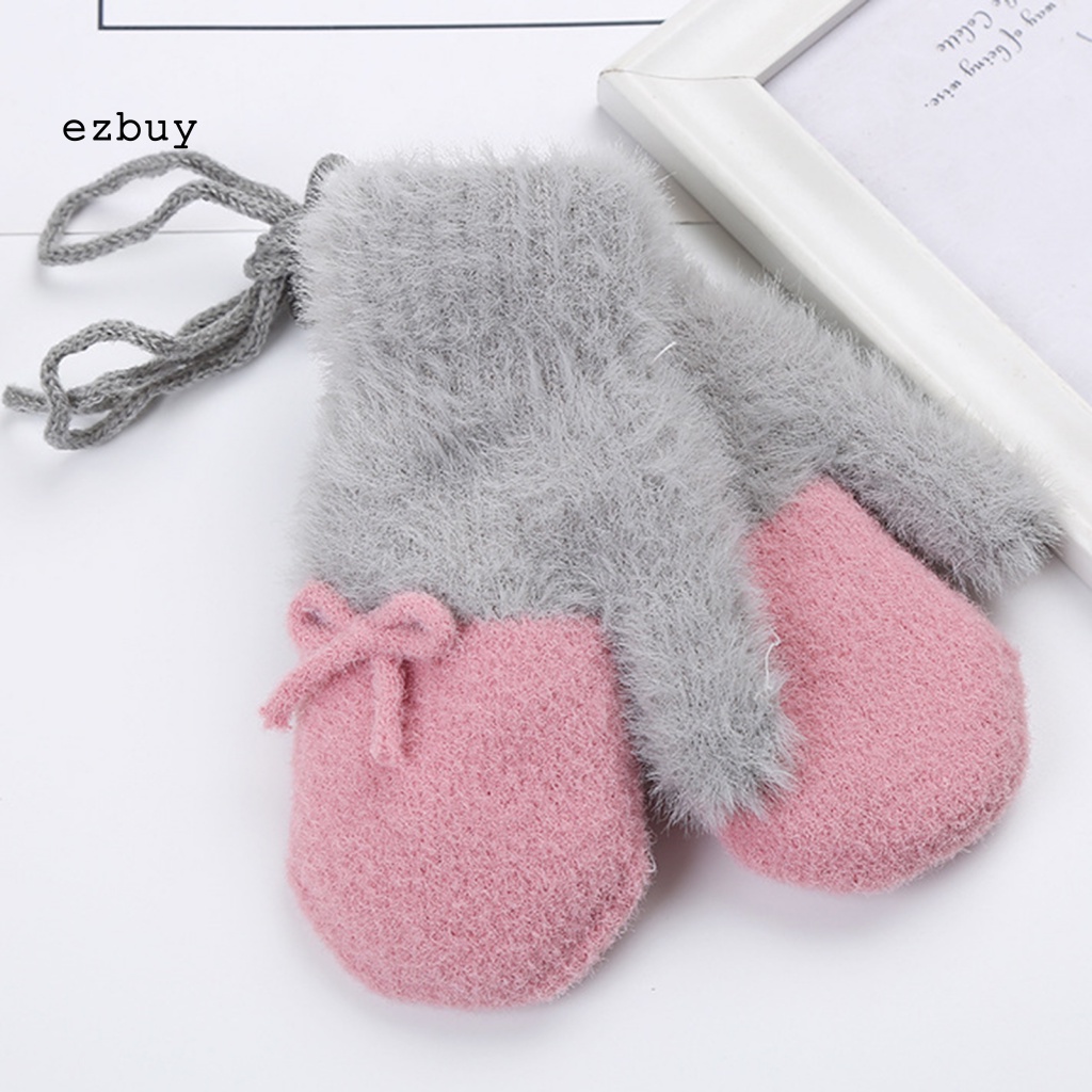 1 Đôi Găng Tay Dệt Kim Dày Giữ Ấm Mùa Đông Màu Sắc Thời Trang Cho Bé