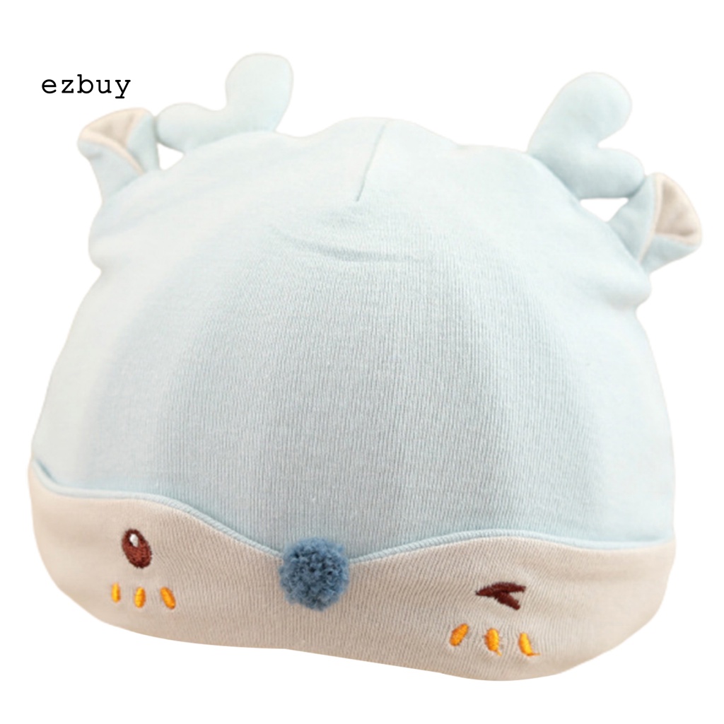 Mũ Trùm Đầu Bằng Vải Cotton Thoải Mái Thiết Kế Tai Hươu Đáng Yêu Dành Cho Bé 0-4 Tháng Tuổi