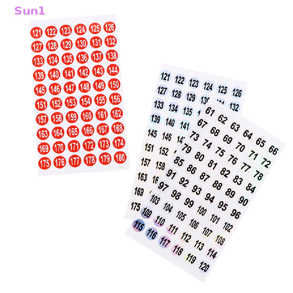 Set 3 Tấm Nhãn Dán Đánh Dấu Số 1-180 Màu Sắc Dành Cho Móng Tay Nghệ Thuật