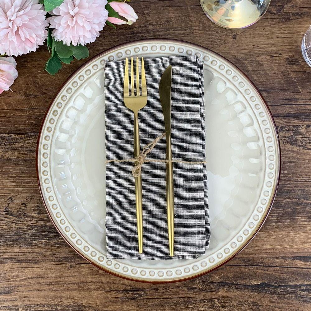 Glenes Khăn Ăn Bằng Cotton Họa Tiết Sọc Trơn Cách Nhiệt Không Biến Dạng Cho Nhà Bếp