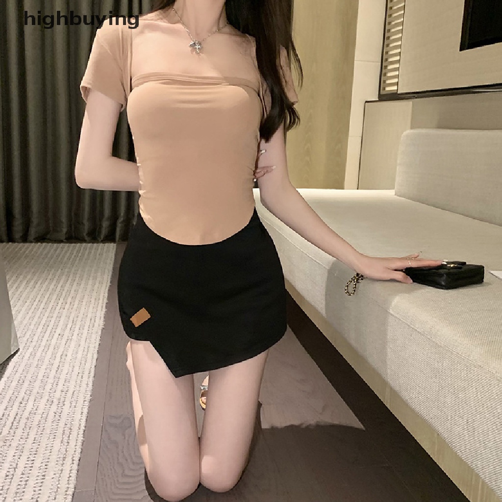 Chân Váy Mini Lưng Cao Màu Trơn Thời Trang Mùa Xuân 2023 Quyến Rũ Cho Nữ