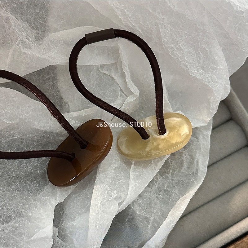 Dây Buộc Tóc Cao Su Acrylic Hình Nút oval Đơn Giản KF600 Cho Nữ