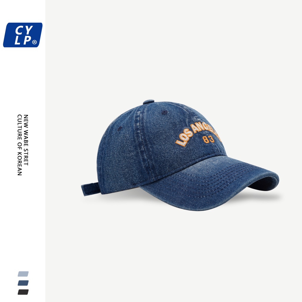 Mũ Lưỡi Trai Denim Thêu Chữ Phong Cách Đường Phố Âu Mỹ Cá Tính Cho Cặp Đôi