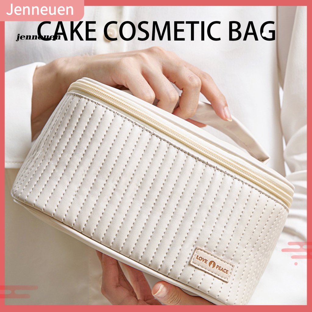 Jen Túi Đựng Mỹ Phẩm Sức Chứa Lớn Thiết Kế Ngăn Rộng Tay Cầm Mở Trơn Mịn Có Khóa Kéo Cho Nữ Đi Du Lịch