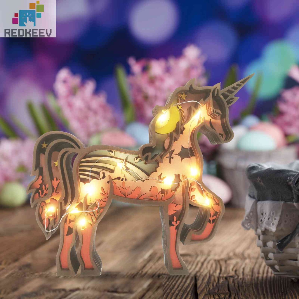 Tượng Kỳ Lân Gỗ 3D Phát Sáng