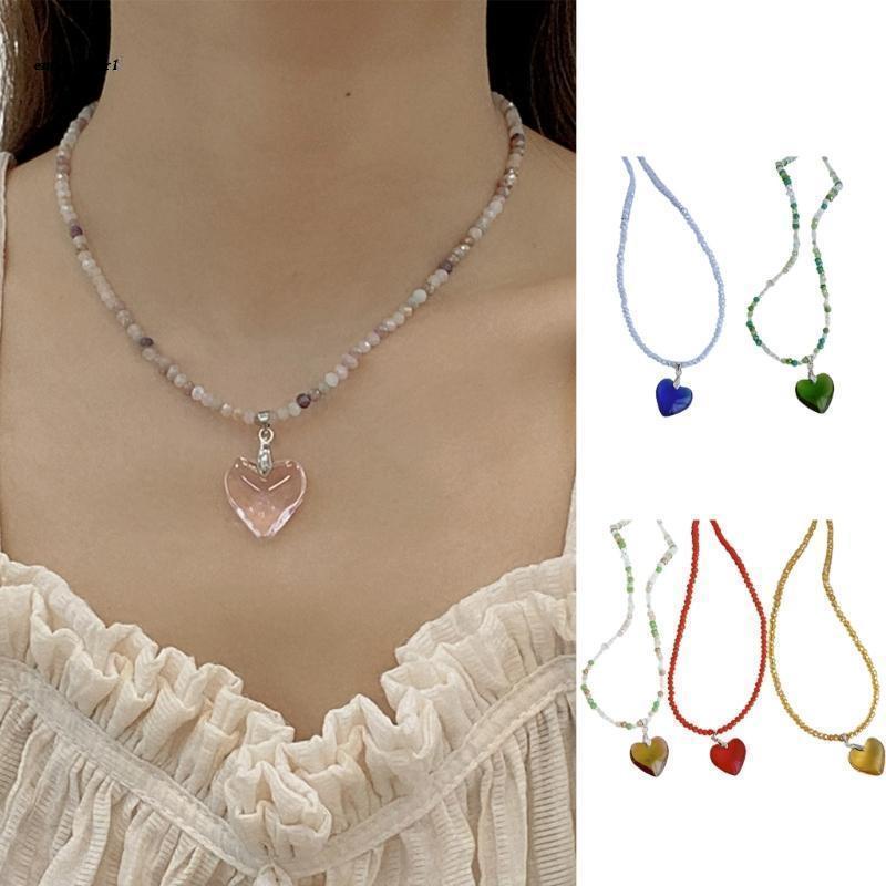 ✿ Vòng cổ Dáng Dài Mặt Trái Tim Chất Liệu Acrylic Cho Nữ