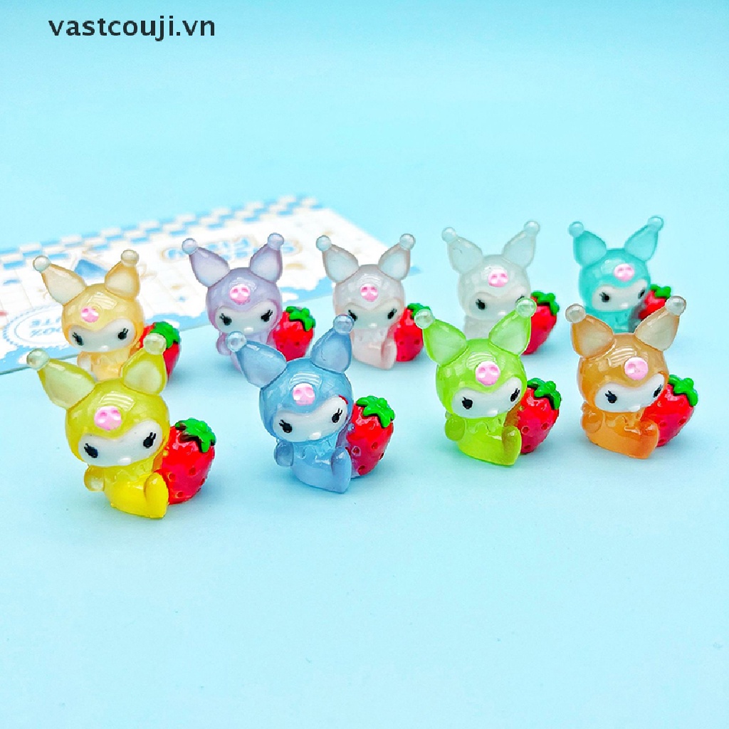 Bộ 2 Tượng Kuromi Mini Bằng Nhựa Phát Quang Dùng Trang Trí Xe Hơi