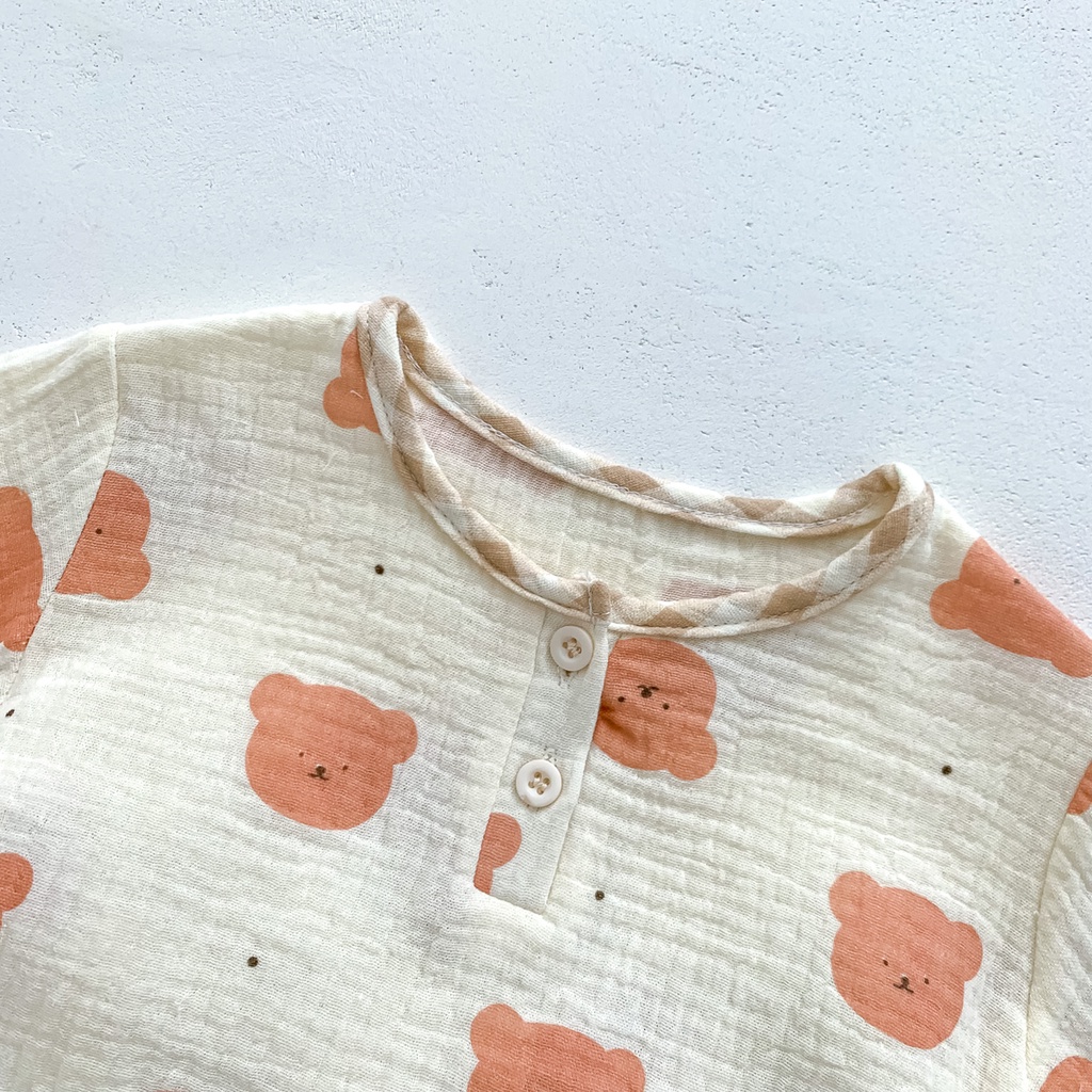 Bộ Đồ Ngủ Áo Thun Tay Ngắn Phối Quần Short Vải Cotton Thời Trang Mùa Hè Dễ Thương Cho Bé