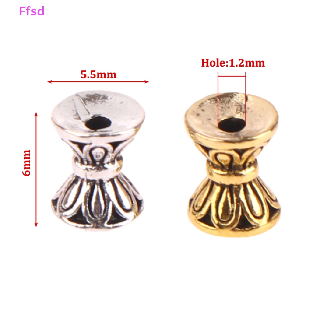 {Ffsd} Set 10 Hạt Xỏ Lỗ Làm Trang Sức Hình Hoa Sen Hai Mặt Kích Thước 6x5.5mm Phong Cách Vintage