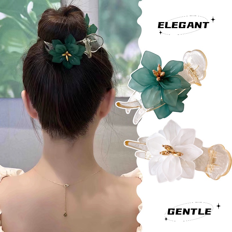Kẹp Tóc Đính Hoa Màu Xanh Dương Thời Trang Mùa Hè Phong Cách Hàn Quốc Cho Nữ