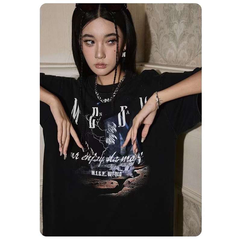 Áo Thun Tay Ngắn Dáng Rộng Phong Cách hip hop Thời Trang Mùa Hè Cho Nam Và Nữ