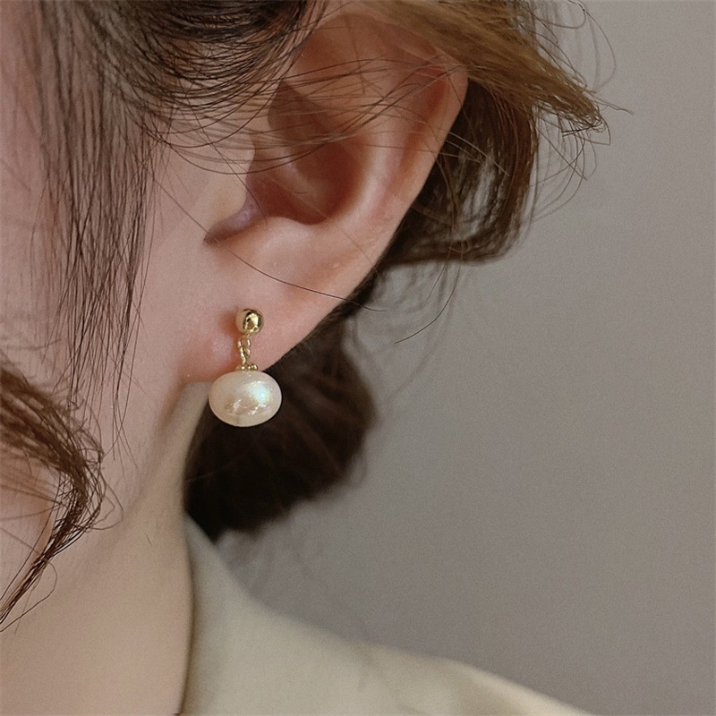 Bông Tai Đính Ngọc Trai Nhân Tạo Sang Trọng Phong Cách Hàn Quốc