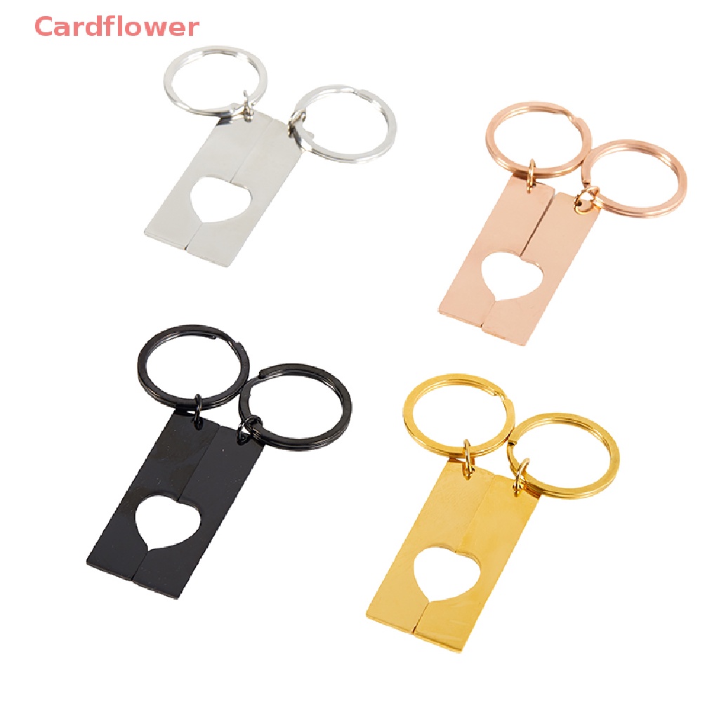 2 Móc Khóa Hình Mảnh Ghép Trái Tim Bằng Thép Không Gỉ Mới