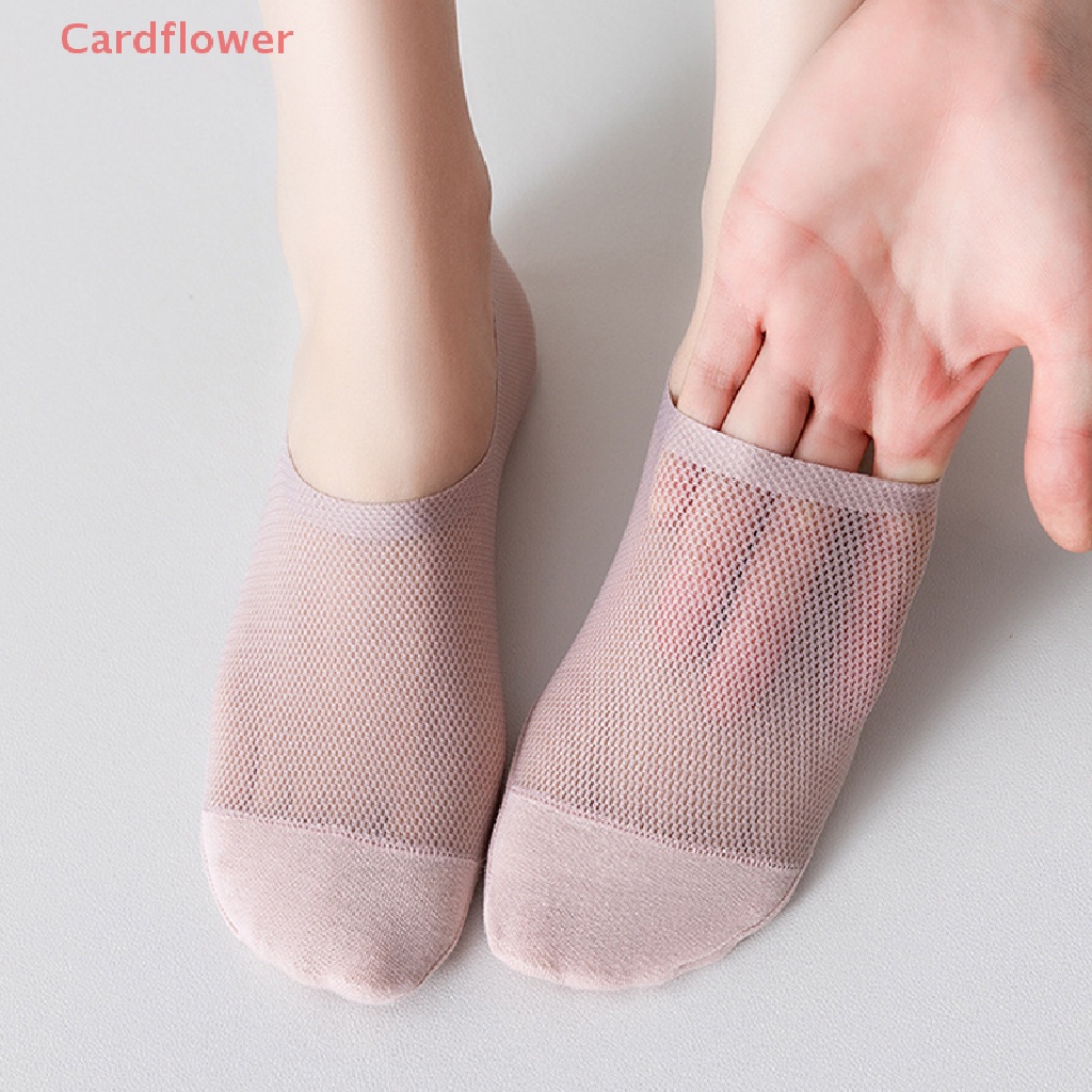 < Cardflower > Vớ Thuyền Phối Lưới Mỏng Cổ Thấp Vô Hình Màu Trơn Thoáng Khí Chống Trượt Mùa Hè Mới Cho Nữ