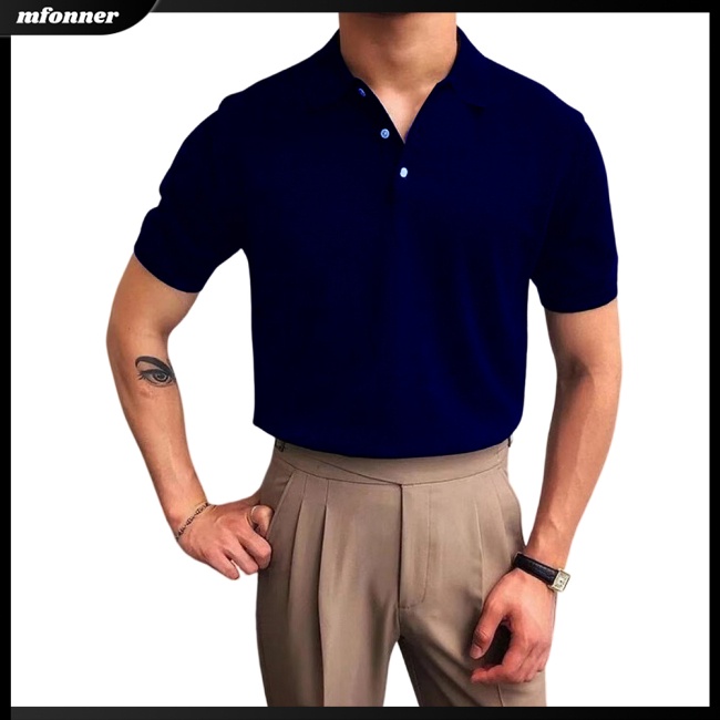 Áo Thun Dệt Kim 20% Cotton Dáng Rộng Màu Trơn Thời Trang Mùa Hè Cho Nam Giới MV 1 80%
