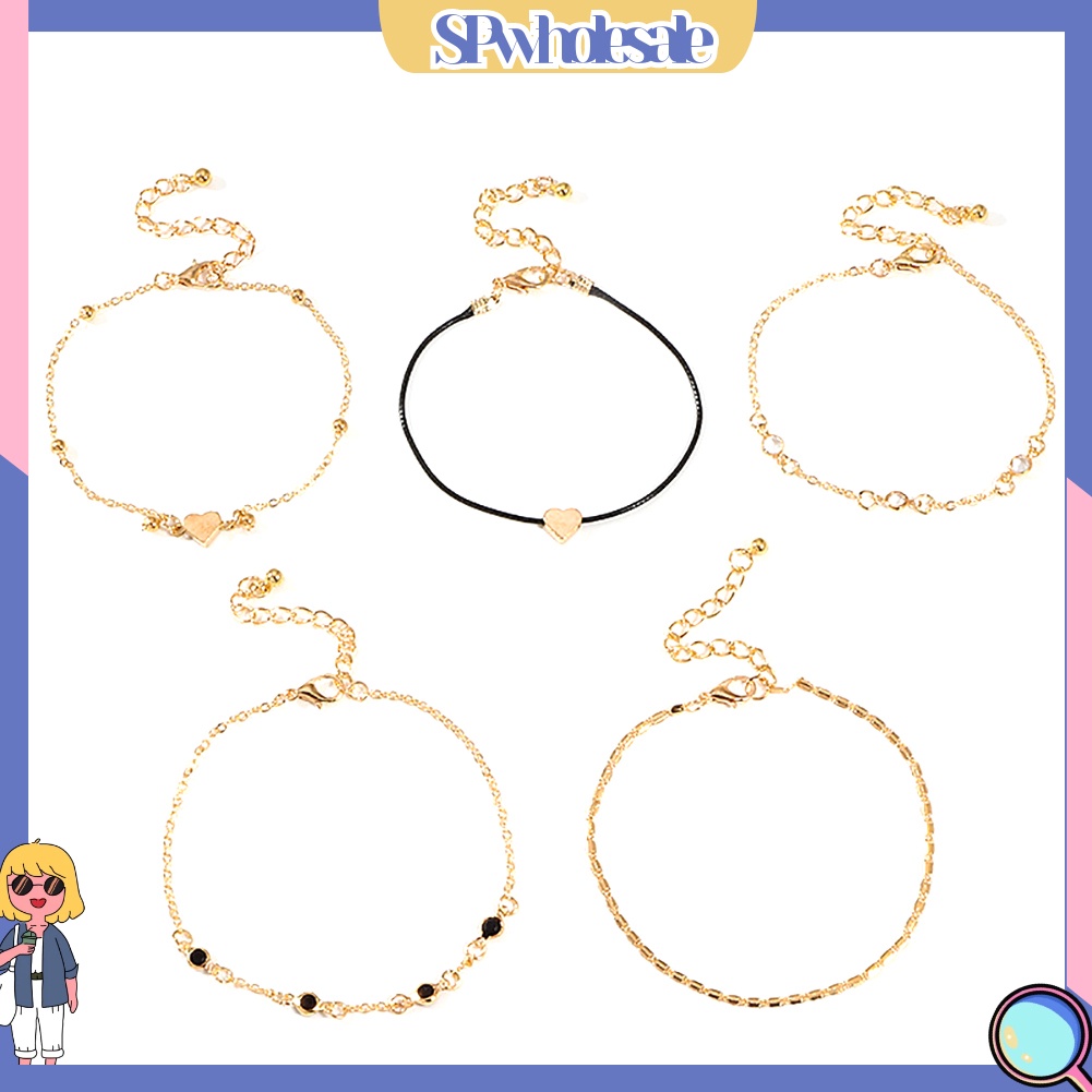 &lt;SPwholesale&gt; Lắc Chân Nhiều Lớp Mặt Hình Trái Tim Thời Trang Cho Nữ