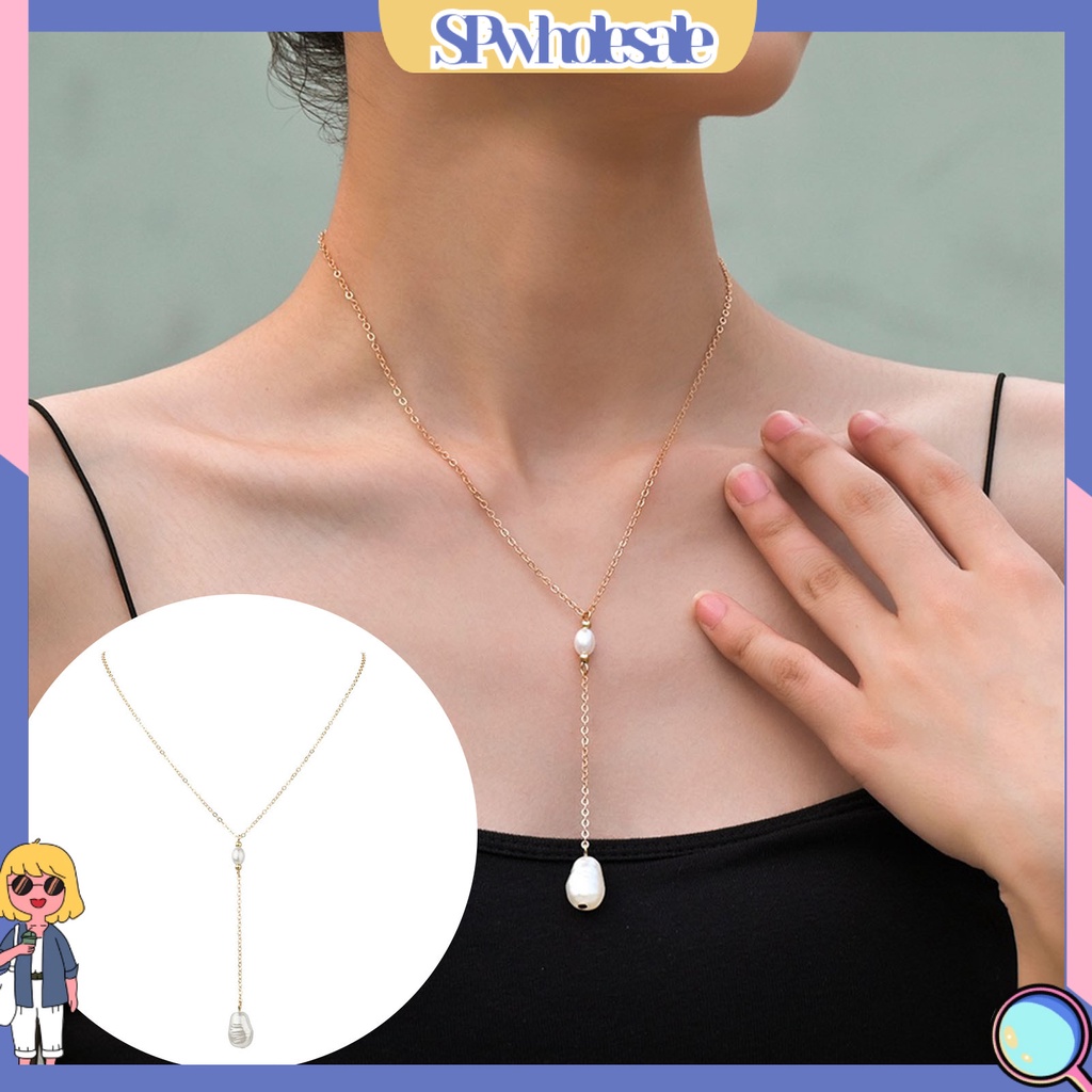 &lt;SPwholesale&gt; Vòng cổ Dài Đính Ngọc Trai Nhân Tạo Thời Trang Dành Cho Nữ