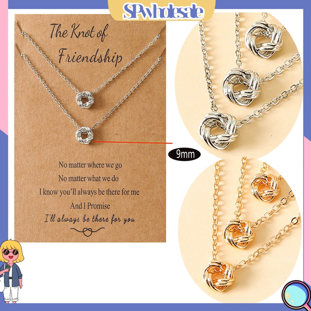 <SPwholesale> Set 2 / 3 Dây Chuyền Mặt Hình Học Thắt Nút Bằng Đồng Sáng Có Thể Điều Chỉnh Cho Nữ