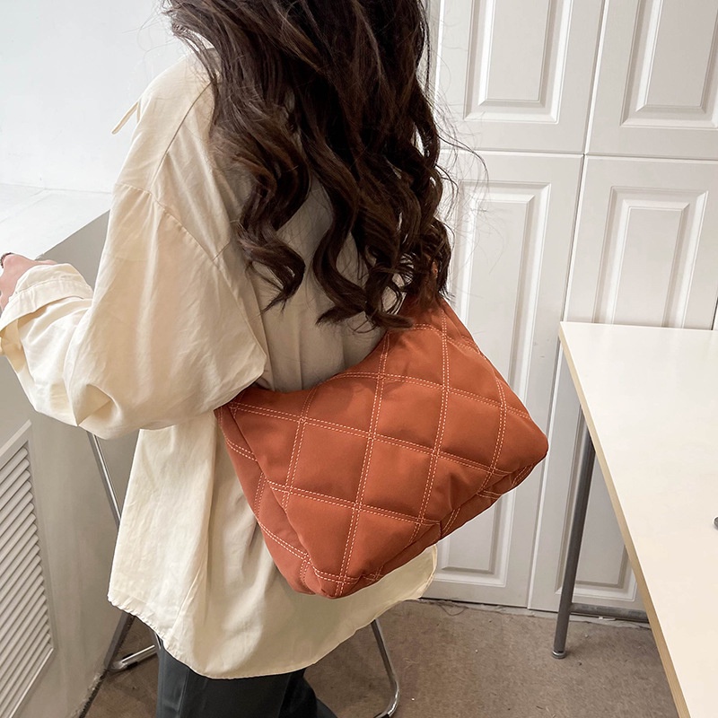 Túi Xách JASMIN NOIR Đeo Vai Hình Vuông Sức Chứa Lớn Kẻ Sọc Caro Bằng Vải Oxford Thời Trang Cho Nữ