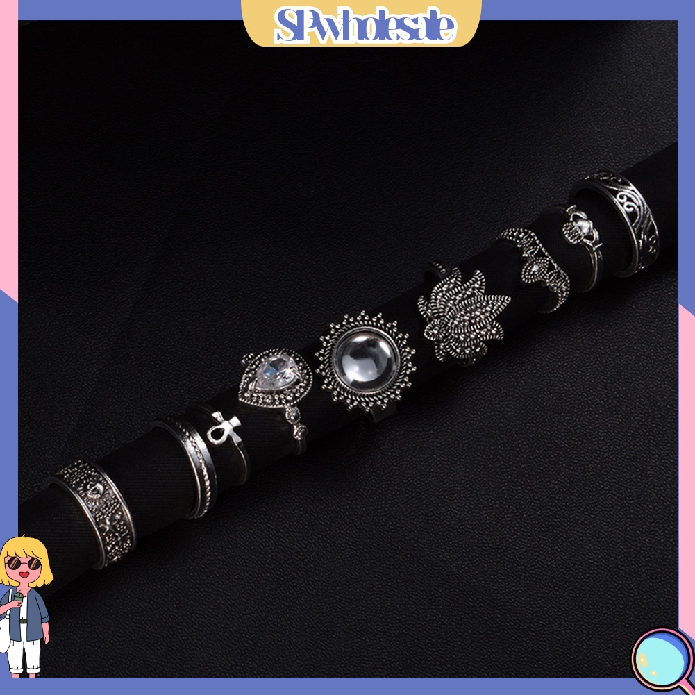 <SPwholesale> Set 9 Nhẫn Đốt Ngón Tay Đính Đá Phong Cách Retro