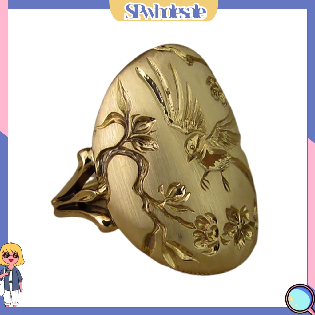 &lt;SPwholesale&gt; Nhẫn Đính Hôn / Nhẫn Đính Đá Hình Chim Và Hoa Tinh Tế Phong Cách Vintage Thanh Lịch Dành Cho Nữ