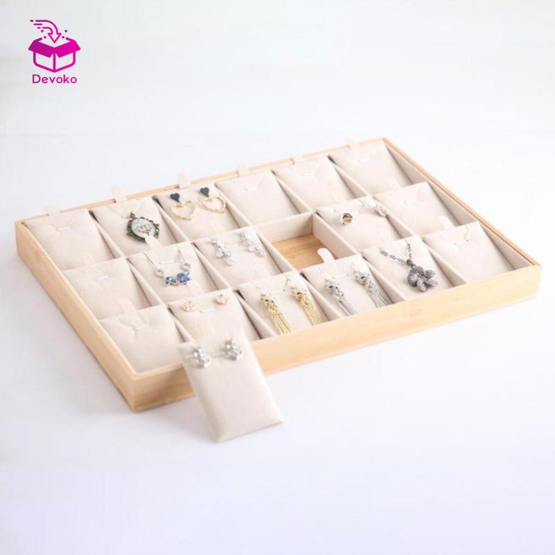 Khay trưng bày trang sức Devoko 18 ô dùng cho vòng cổ/ mặt dây chuyền trang trí tủ đầu giường