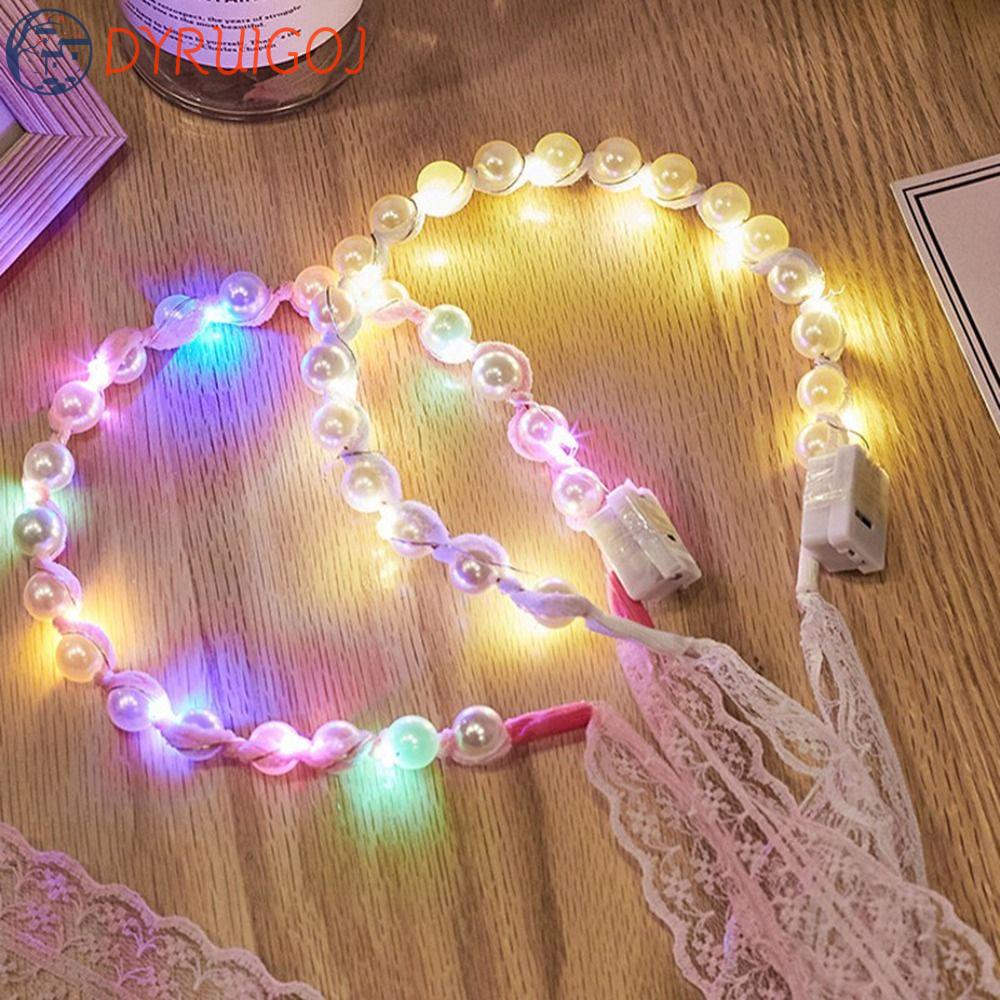 Băng Đô Cài Tóc Phối Ren Và Đèn LED Phát Sáng Đơn Giản Dành Cho Nữ