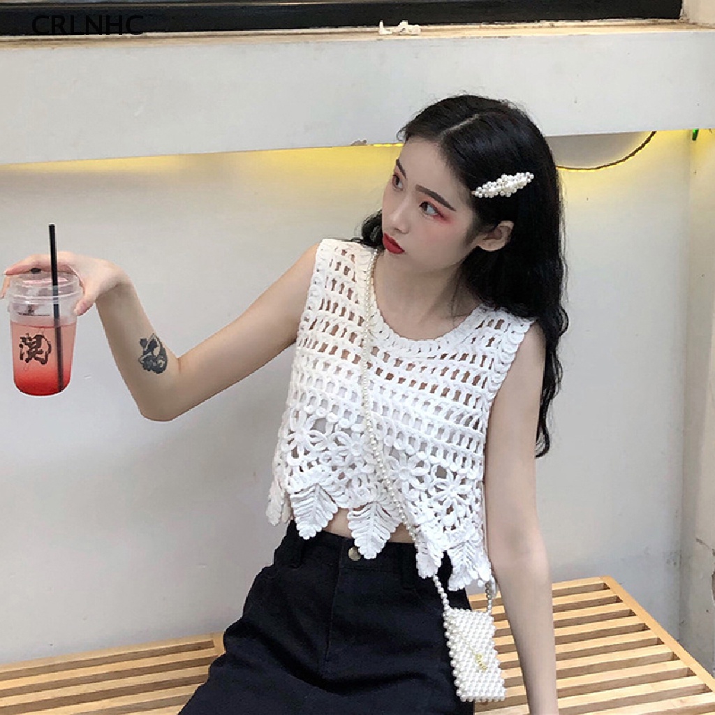 Áo Dệt Kim Sát Nách Dáng Rộng Khoét Rỗng Kiểu Retro Thời Trang Mùa Hè Cho Bạn Gái