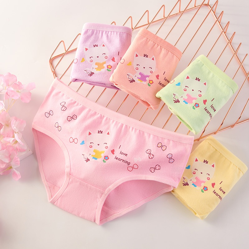 Set 5 Quần Lót Cotton Thoải Mái Thời Trang Cho Bé Gái 2-12 Tuổi