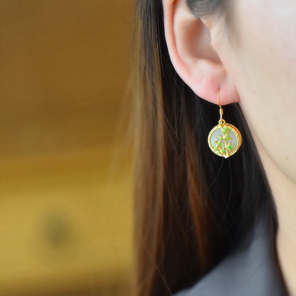 Bông Tai Dáng Dài Hình Tròn Bằng Tre Tự Nhiên Phong Cách Cổ Điển Thời Trang Cho Nữ