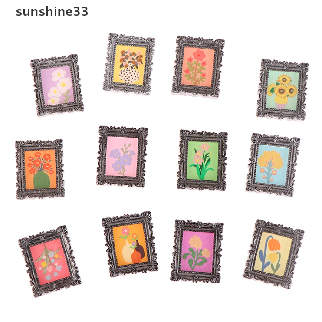 Bộ 2 Khung Tranh Sơn Dầu Mini Tỉ Lệ 1: 12 Trang Trí Nhà Búp Bê