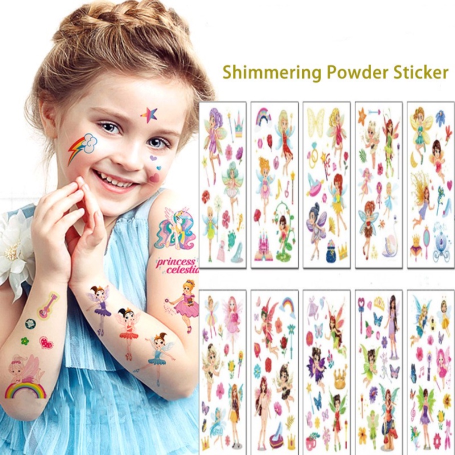 Hình Xăm Dán Tạm Thời Hình Bướm Màu Cầu Vồng Chống Nước Cho Trẻ Em