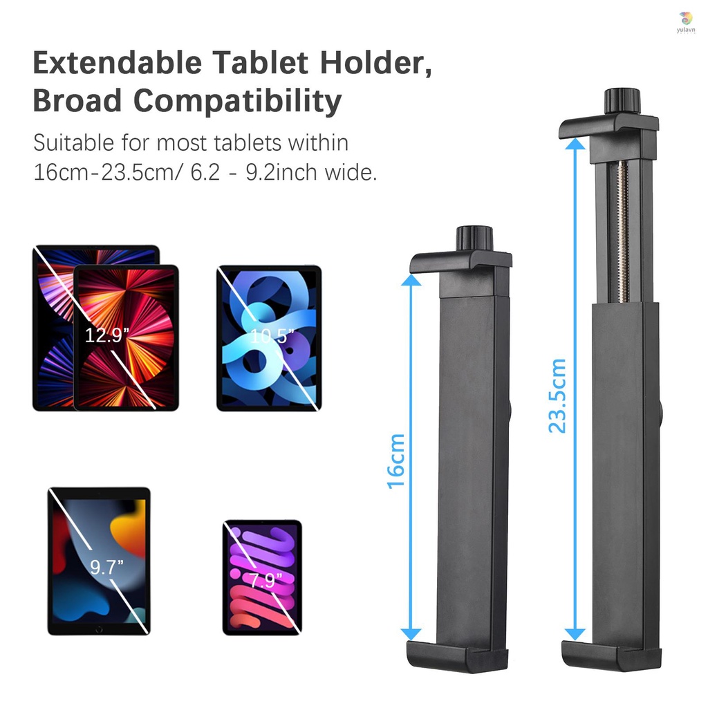 Kẹp Giữ Máy Tính Bảng Đa Năng Tùy Chỉnh Vít 16cm-23.5cm Với Ốc Vít 1 / 4 Inch Cho Tripod