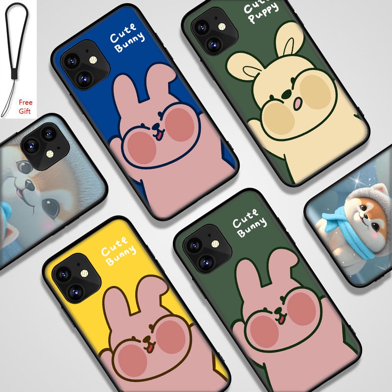 Ốp Điện Thoại Chống Sốc Họa Tiết Động Vật Kèm Dây Đeo Dành Cho iPhone 11 XR XS 5 5S 6 6S 7 / 8 / SE 2020 Plus